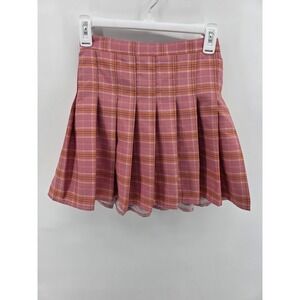 Bibiduo Kid Pink Plaid Pleated Skirt Built-In Shorts Girls Size 170 US 12-14 XS